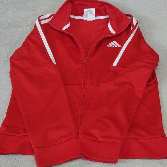 Adidas Kids Red Zip-Up Hoodie - Picture 1 of 6